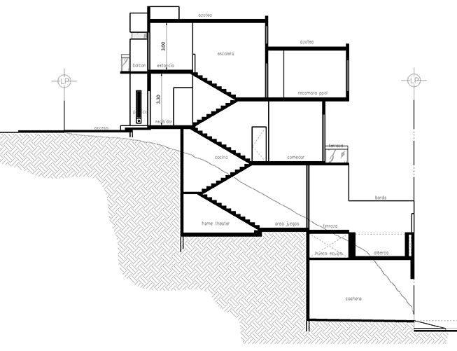 plano casa corte longitudinal