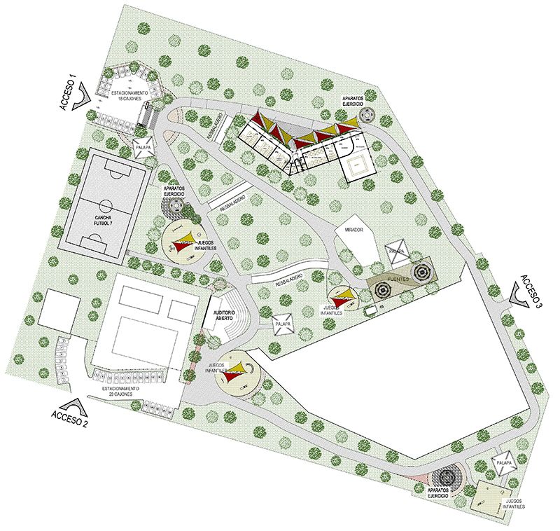 Diseño parque urbano plano conjunto