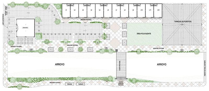 Diseño plano plaza comercial conjunto