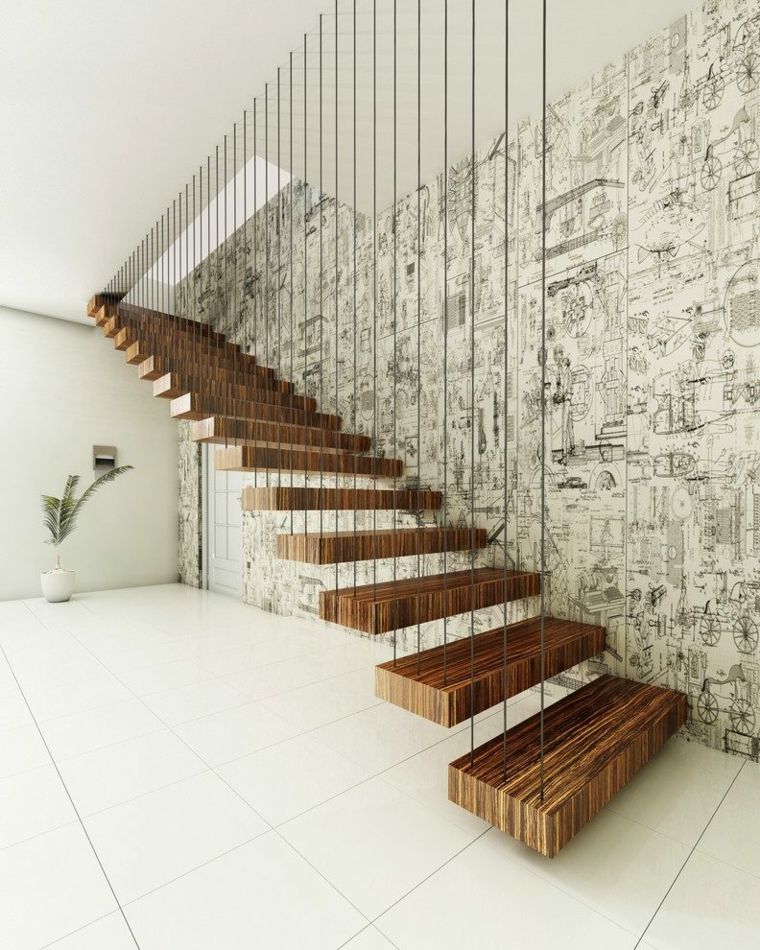 escaleras interiores modernas madera cafe