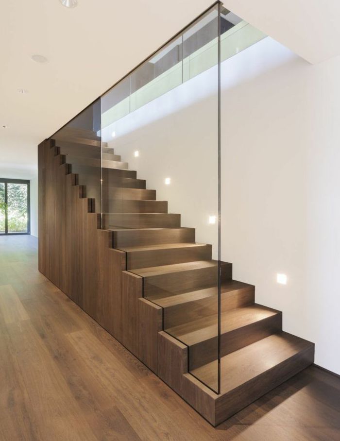 escaleras interiores modernas madera cristal