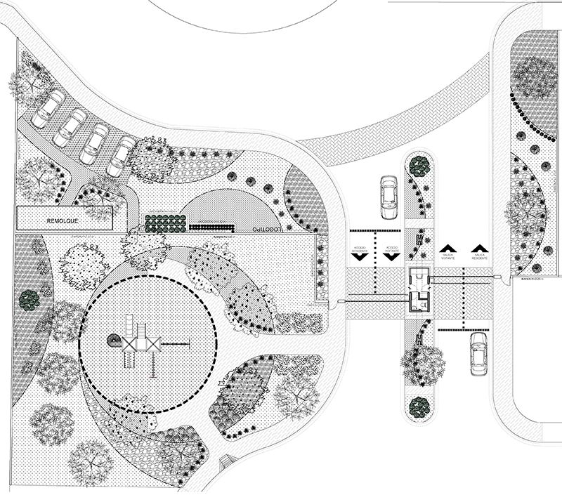 Plano diseño acceso y parques